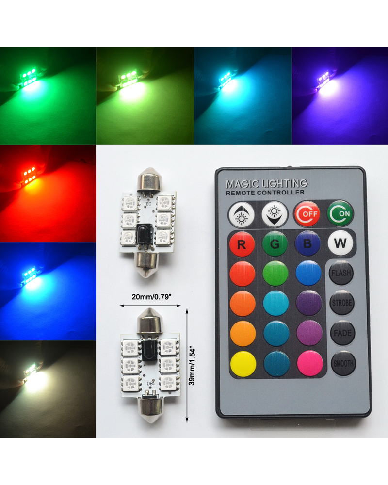 2pcs RGB 5050 6 SMD Roof Colorful LED Lamp DC 12V