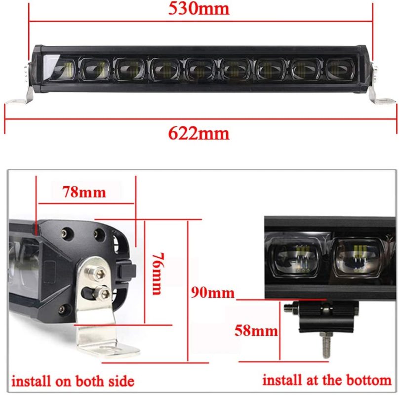 TBS TGM 90W 21 Inch 6D Projector Lens LED Bull Bar Light Front Grille